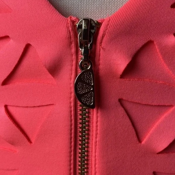 NWOT Lilly Pulitzer Mango Pink Sun Ray Daisy Laser Cut Scuba Ponte Shift Dress - Picture 6 of 13